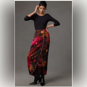 Anthropology Farm Rio Front Slit Midi Skirt